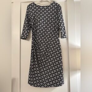 J. McLaughlin Black, Gray and White Floral Midi Dress Size M EUC